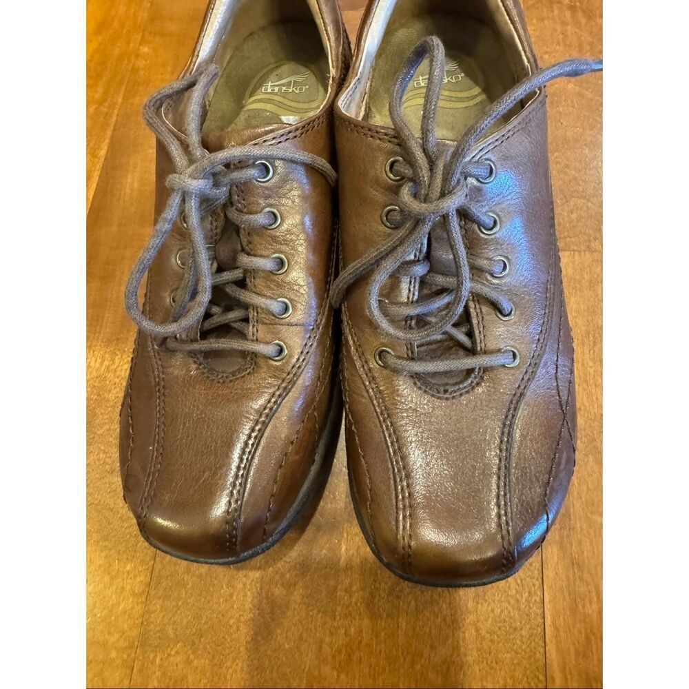 Dansko Brown Leather Lace-Up Shoes Womens EU 37 US 6.5-7 Comfort Work Nurse Casu - Picture 2 of 5
